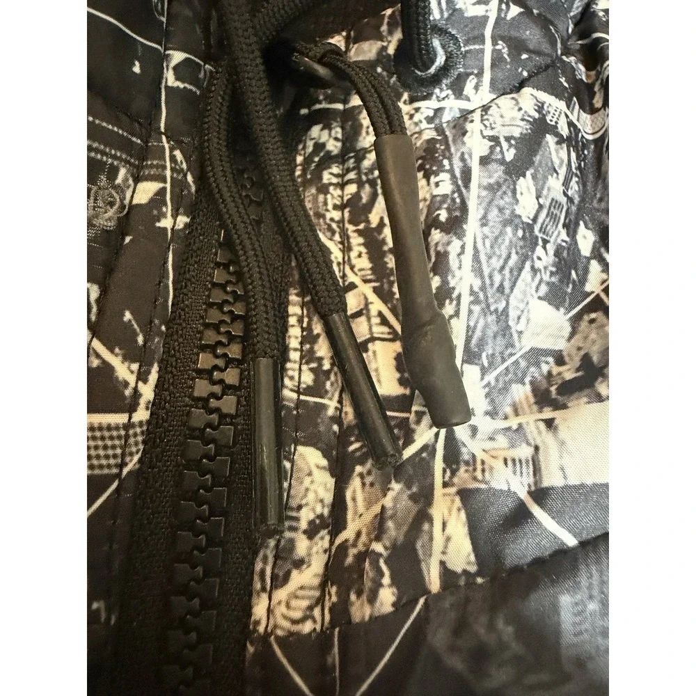 North Face Kingston Hooded Jacket City Grid Print Graphic Quilted Reverse Mens M